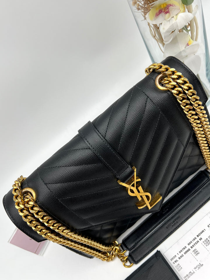 YVES SAINT LAURENT MEDIUM ENVELOPE LEATHER GHW
