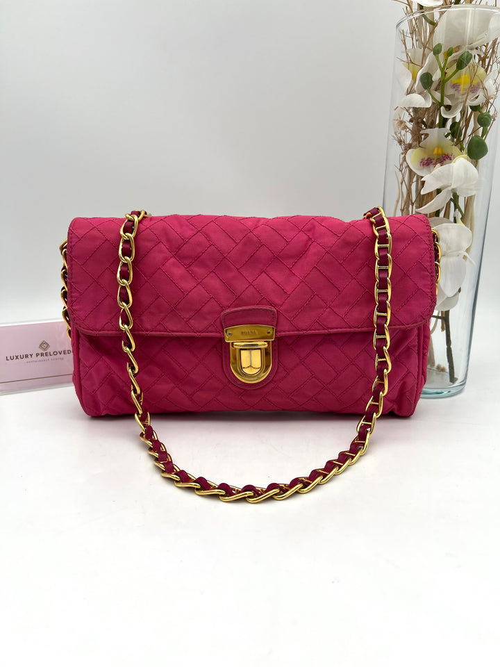 PRADA QUILTED NYLON CHAIN BAG