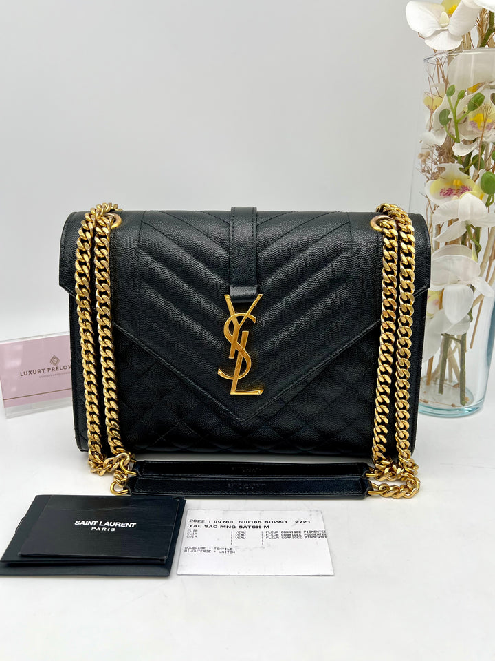 YVES SAINT LAURENT MEDIUM ENVELOPE LEATHER GHW