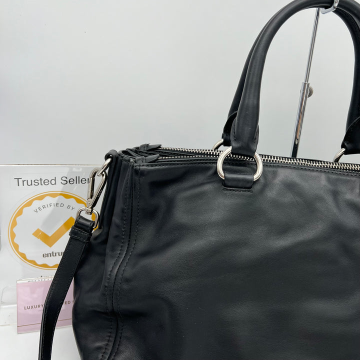 PRADA SOFT CALF BLACK LEATHER 2 WAY BAG