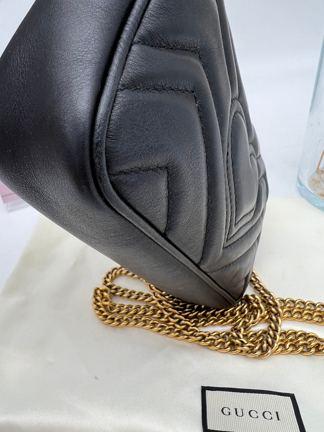 GUCCI GG MARMONT SUPER MINI METALASSE BLACK