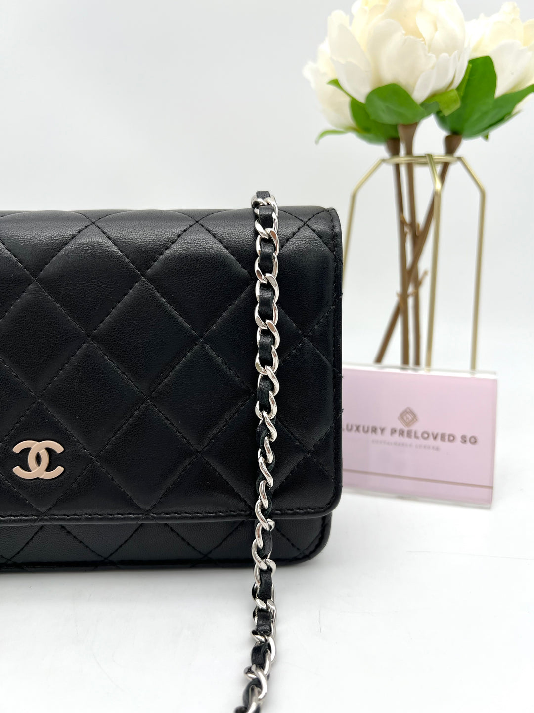 CHANEL LAMBSKIN WALLET ON CHAIN
