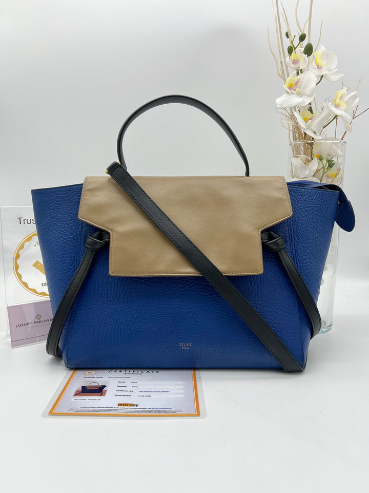 CELINE CALFSKIN BELT TRI COLOUR BELT BAG INDIGO