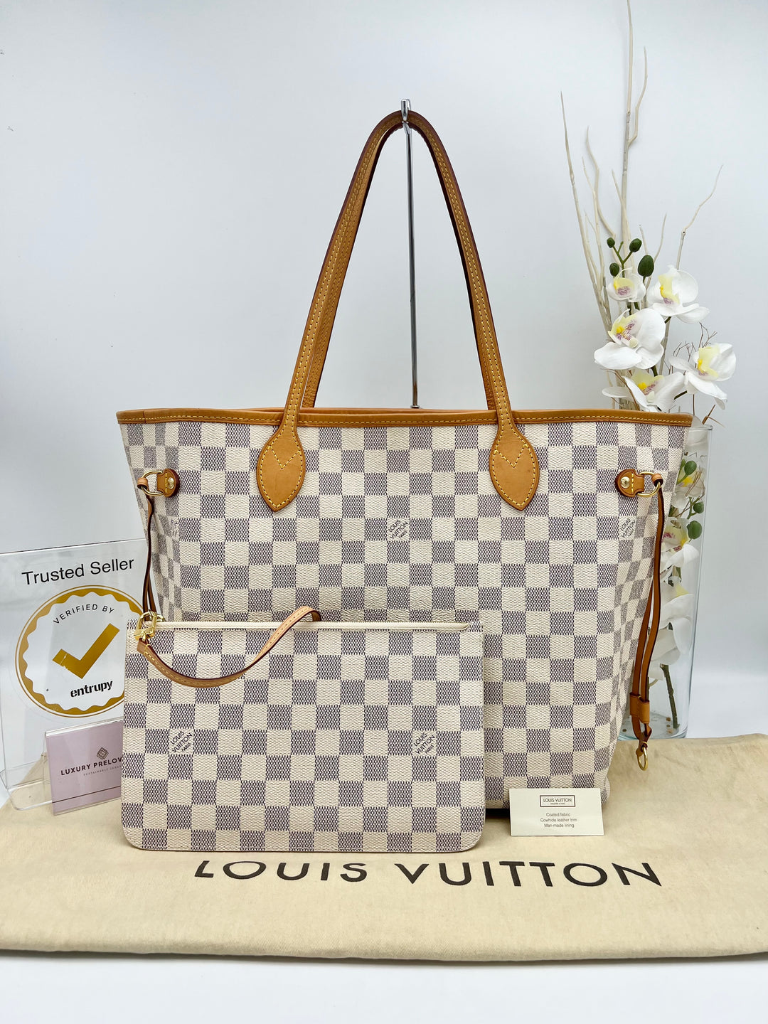 LOUIS VUITTON NEVERFULL MM AZUR W/ POUCH