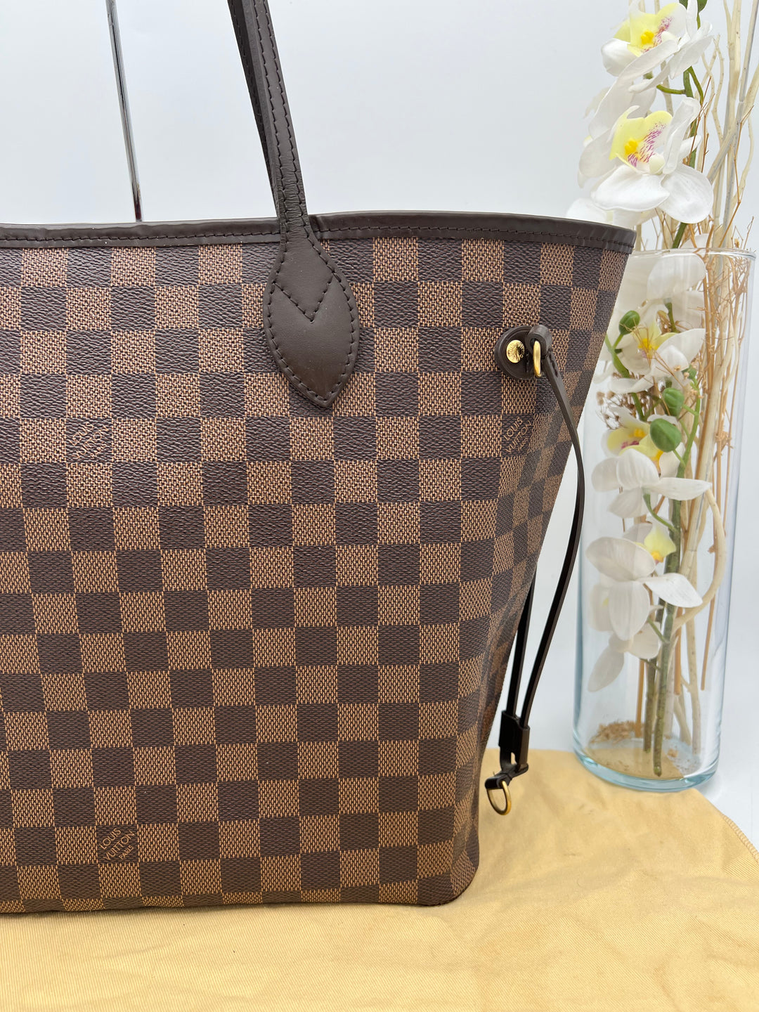LOUIS VUITTON NEVERFULL MM DAMIER W/ POUCH