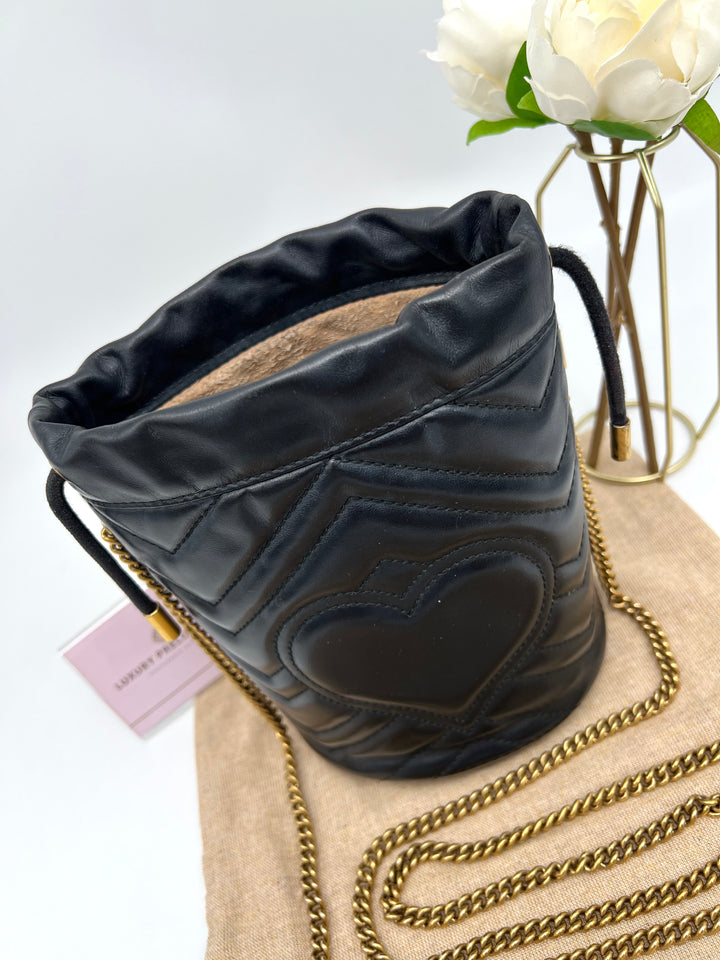 GUCCI MARMONT QUILTED GHW BUCKET BAG