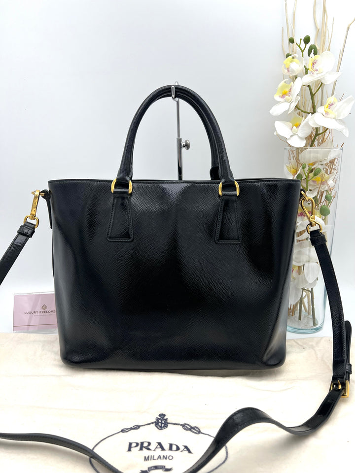 PRADA SAFFIANO VERNICE 2 WAY BLACK