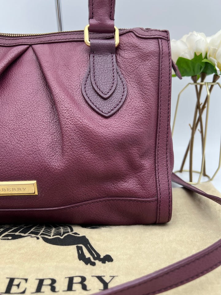 BURBERRY LONDON PURPLE GRAINED SMALL SHOULDER BAG