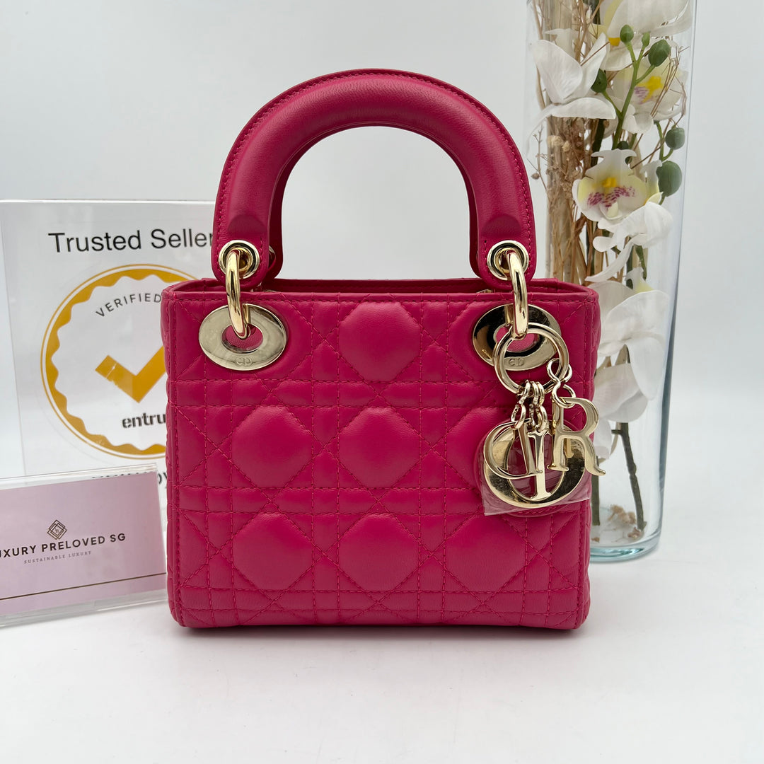 CHRISTIAN DIOR LADY DIOR MINI LAMBSKIN