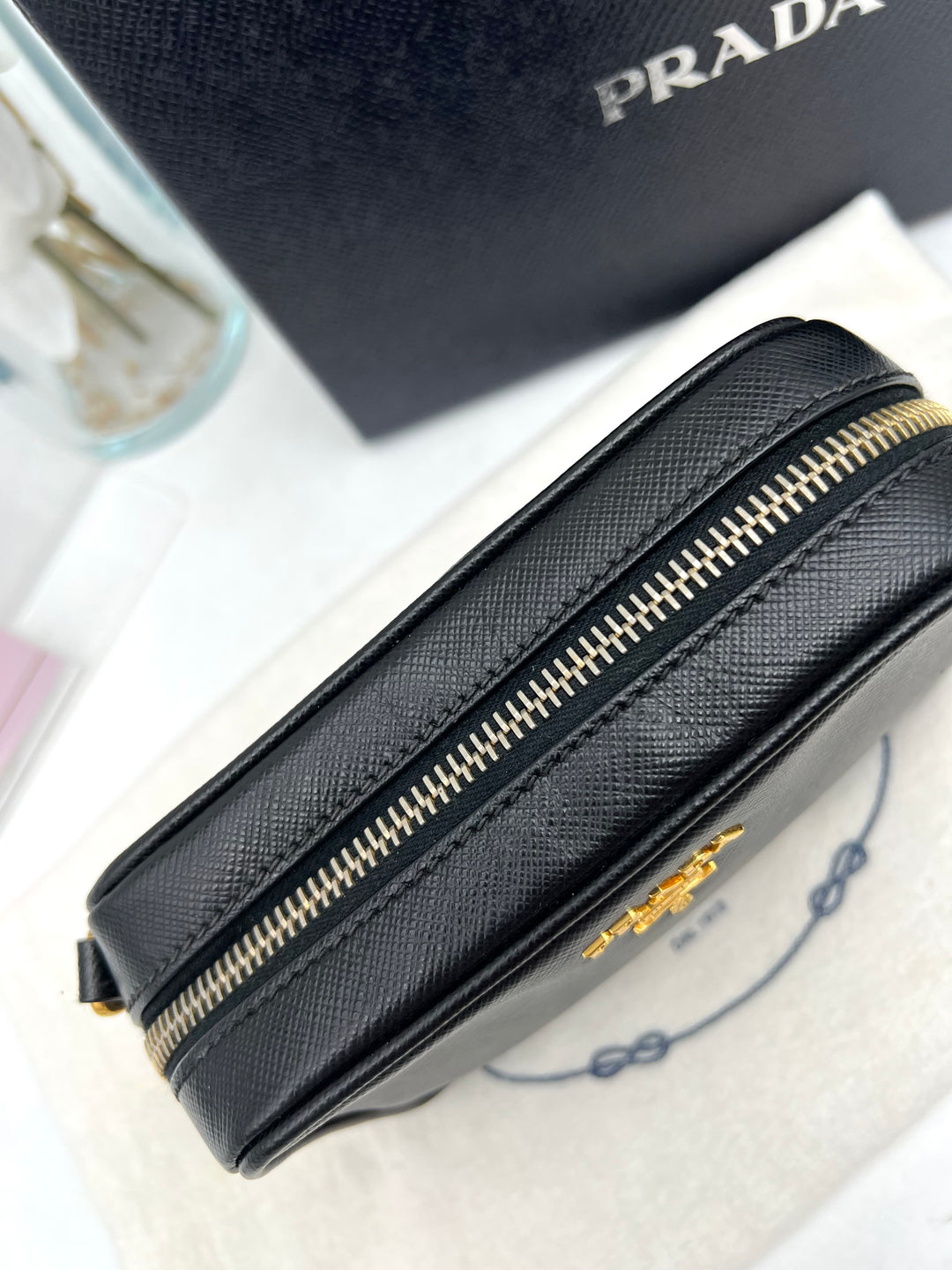 PRADA MINI CAMERA BAG SAFFIANO BLACK