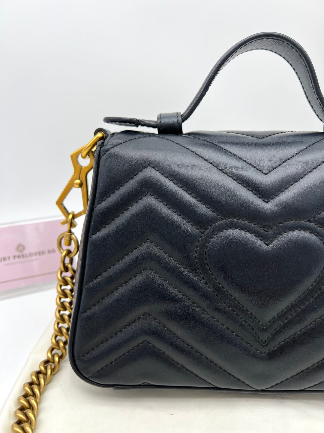 GUCCI GG MARMONT TOP HANDLE MINI CHAIN SHOULDER BAG