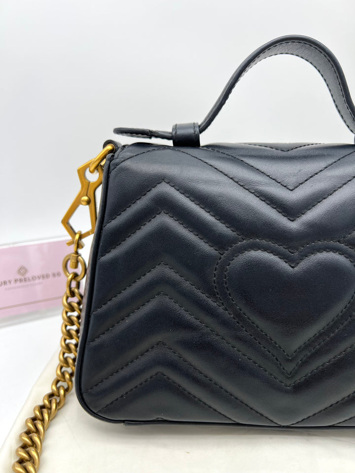 GUCCI GG MARMONT TOP HANDLE MINI CHAIN SHOULDER BAG