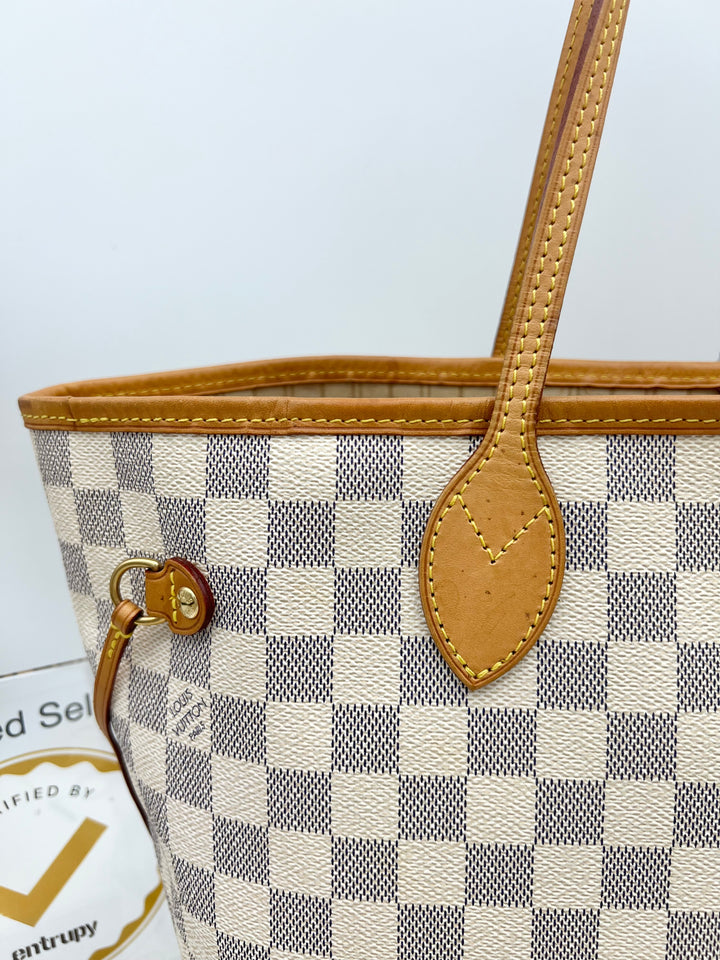 LOUIS VUITTON NEVERFULL MM AZUR W/ POUCH