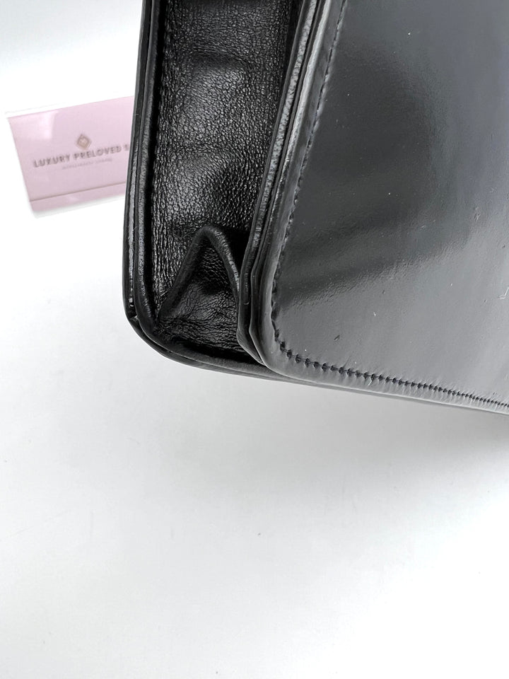 CHANEL TIMELESS WALLET ON CHAIN BLACK PATENT