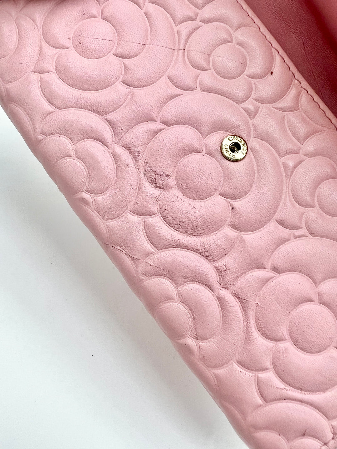 CHANEL CAVIAR CAMELLIA EMBOSSED WALLET