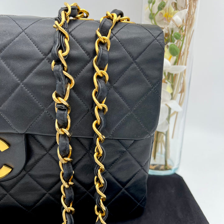 CHANEL LAMBSKIN DOUBLE FLAP MAXI