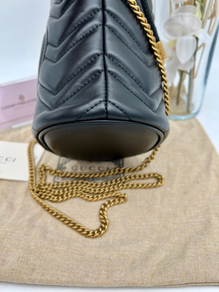 GUCCI MARMONT QUILTED GHW BUCKET BAG