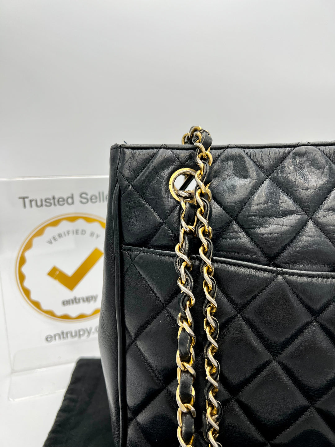 CHANEL VINTAGE LAMBSKIN SHOPPING TOTE BAG