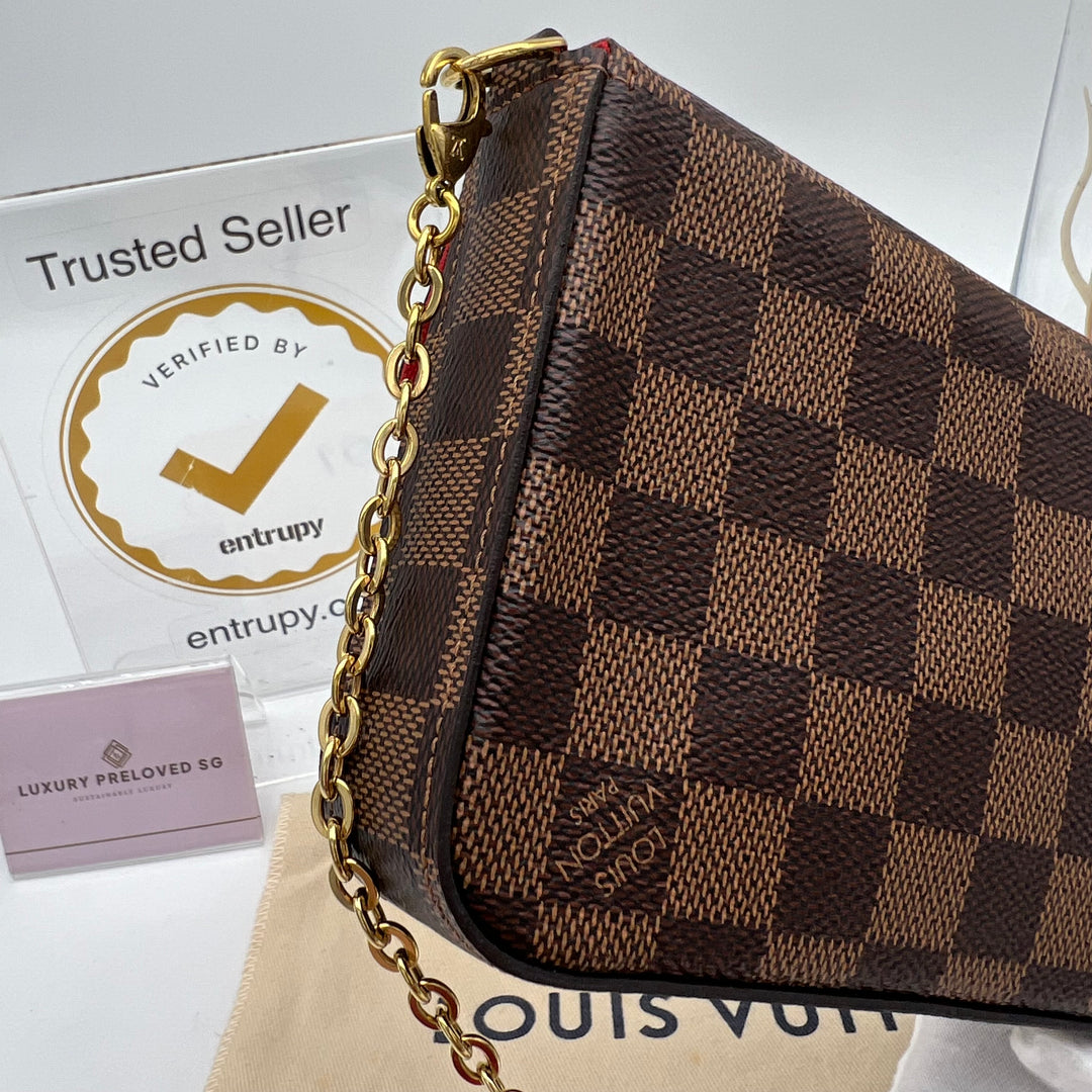 LOUIS VUITTON FELICIE DAMIER EBENE ( microchipped )