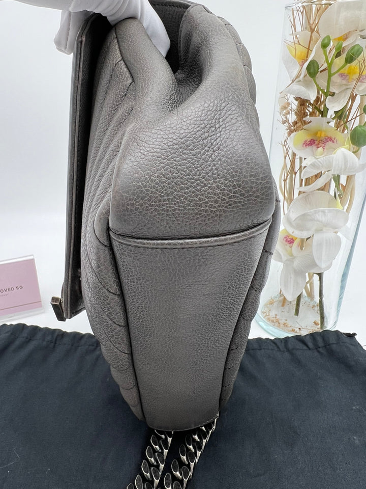 YVES SAINT LAURENT COLLEGE CHEVRON QUILTED BAG SHW MEDIUM