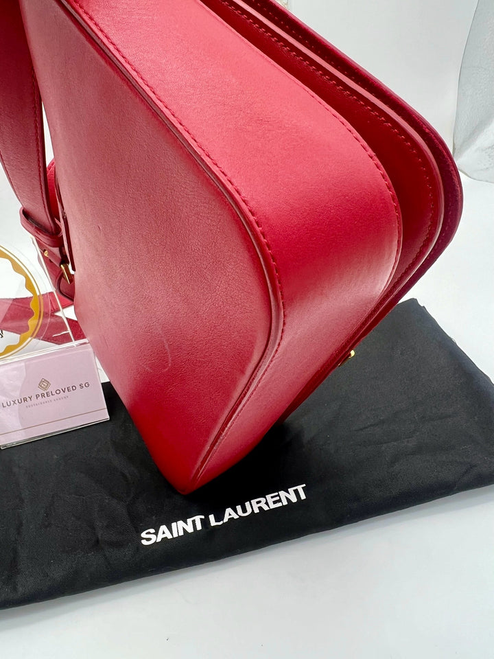 YVES SAINT LAURENT CALFSKIN CLASSIC Y SATCHEL RED