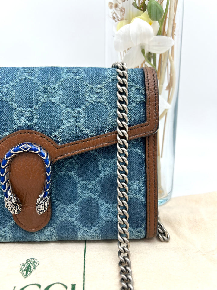 GUCCI DIONYSUS DENIM CHAIN SHOULDER BAG
