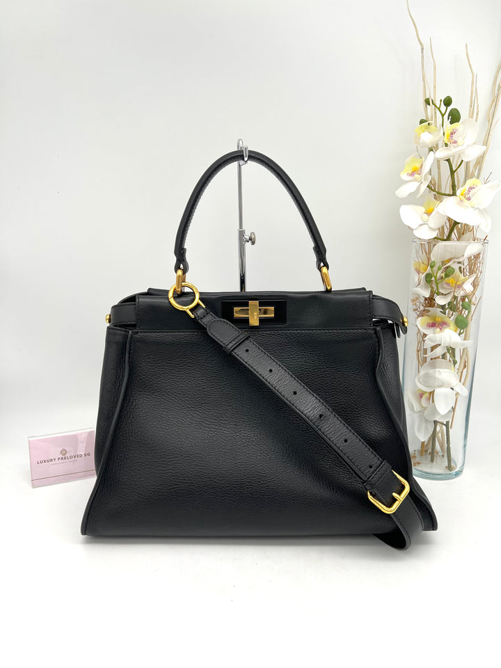 FENDI PEEKABOO SOFT LEATHER BLACK MEDIUM