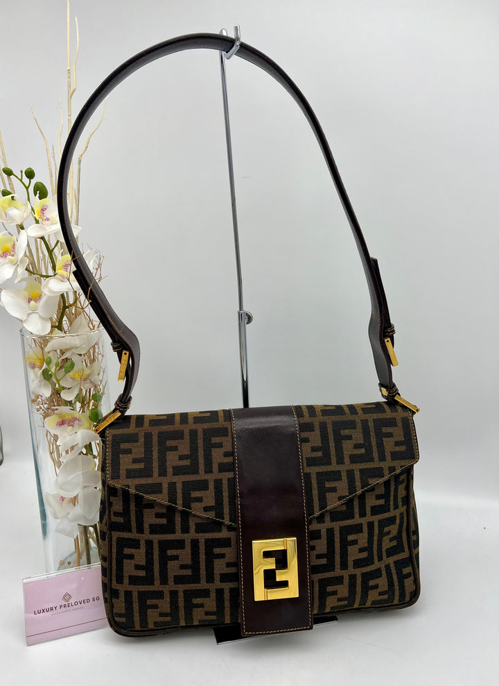 FENDI MAMA BAGUETTE ZUCCA VINTAGE SHOULDER BAG