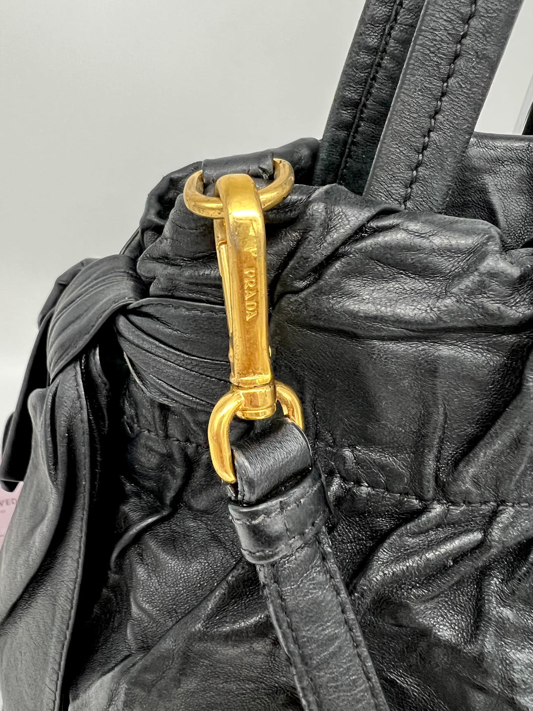 PRADA RIBBON LEATHER SHOULDER BAG