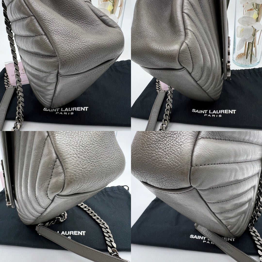 YVES SAINT LAURENT COLLEGE CHEVRON QUILTED BAG SHW MEDIUM