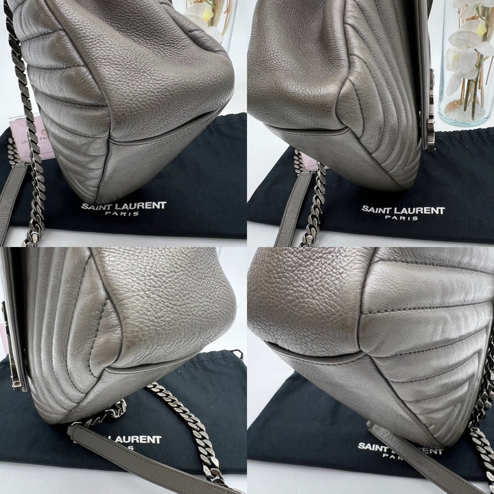 YVES SAINT LAURENT COLLEGE CHEVRON QUILTED BAG SHW MEDIUM