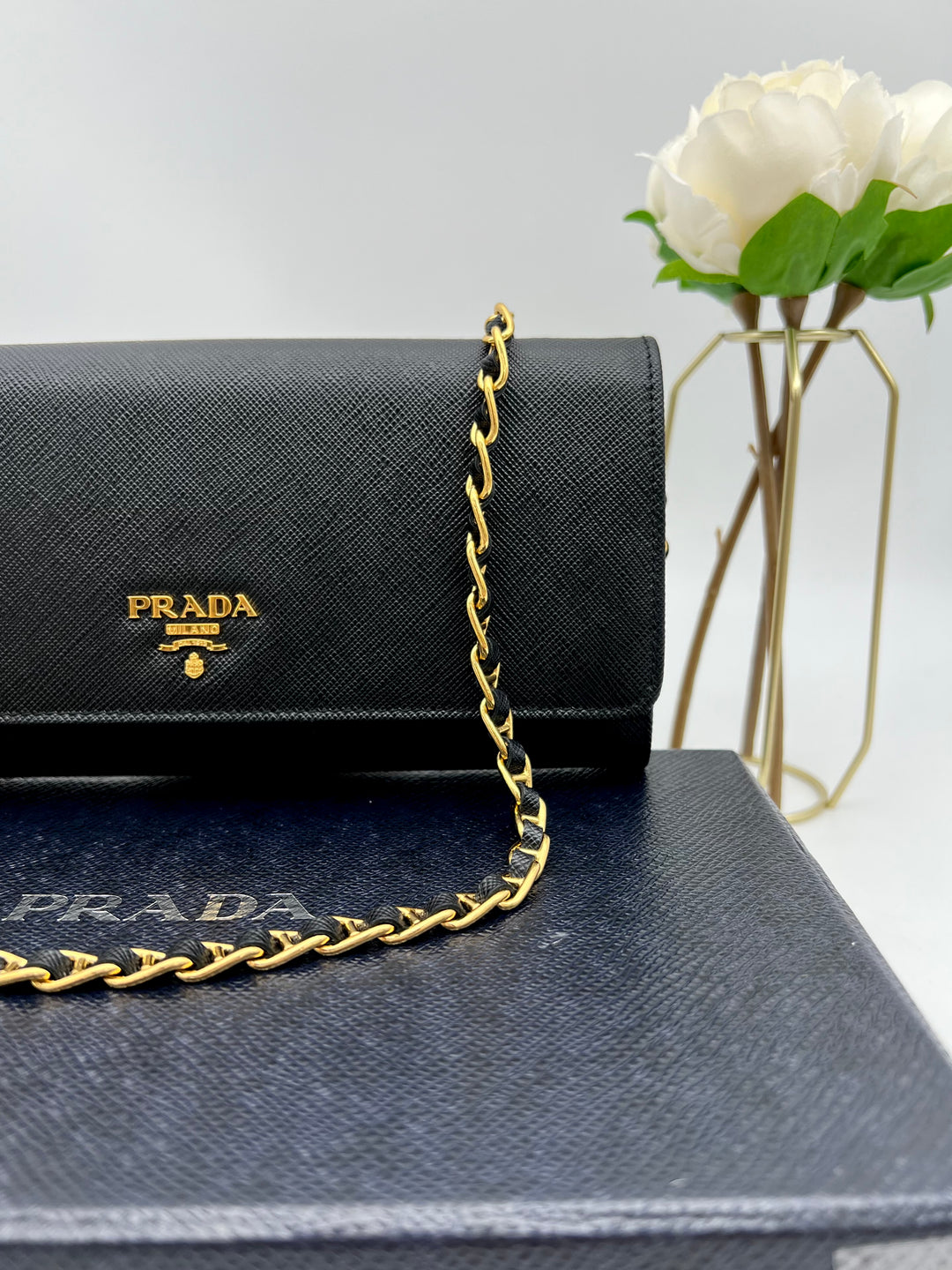 PRADA SAFFIANO WALLET ON CHAIN
