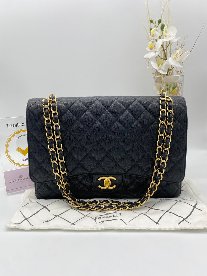 CHANEL CAVIAR DOUBLE FLAP MAXI