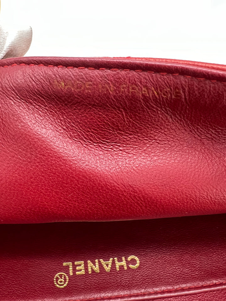 CHANEL RED LAMBSKIN METALASSE CHAIN BAG