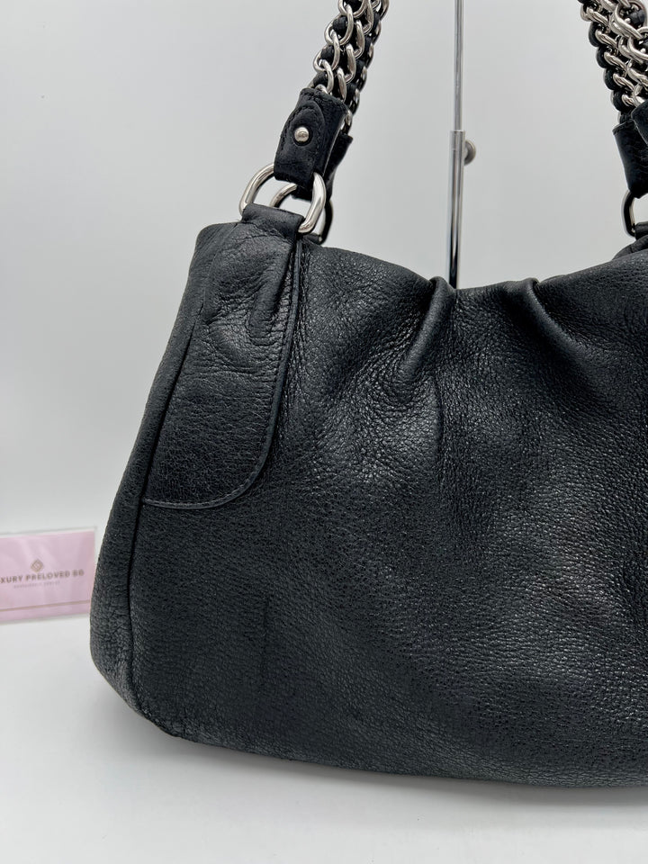 PRADA METALLIC CALF LEATHER CHAIN SHOULDER BAG