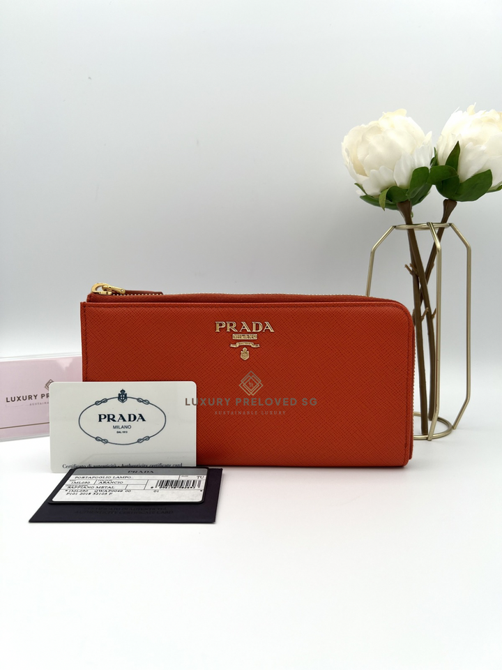 PRADA WALLET ZIP LONG SAFFIANO LEATHER