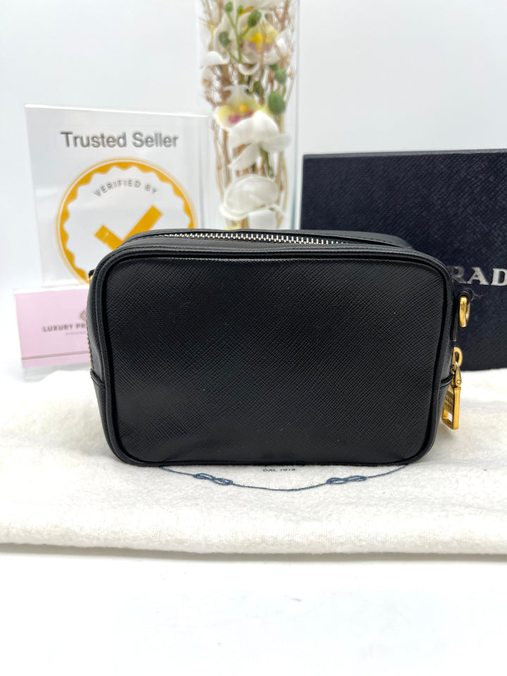 PRADA MINI CAMERA BAG SAFFIANO BLACK