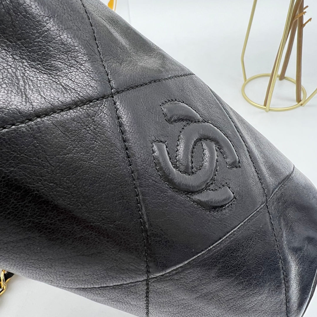 CHANEL LAMBSKIN BARREL QUILTED BAG