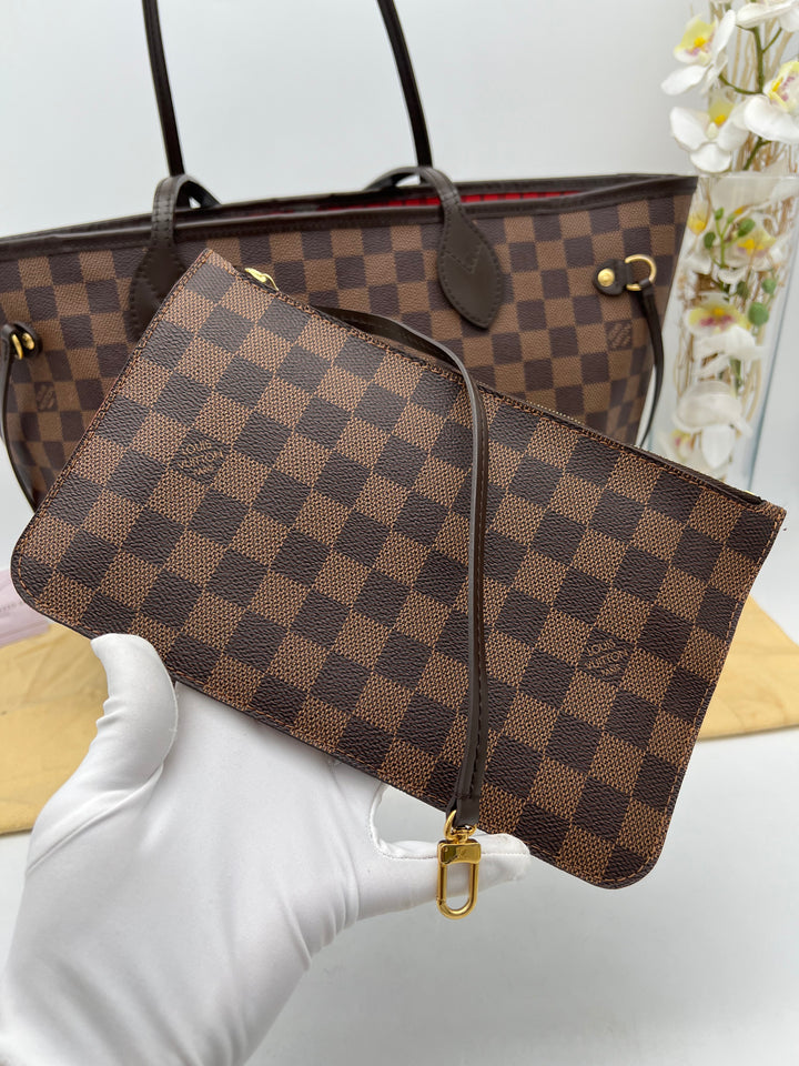 LOUIS VUITTON NEVERFULL MM DAMIER W/ POUCH