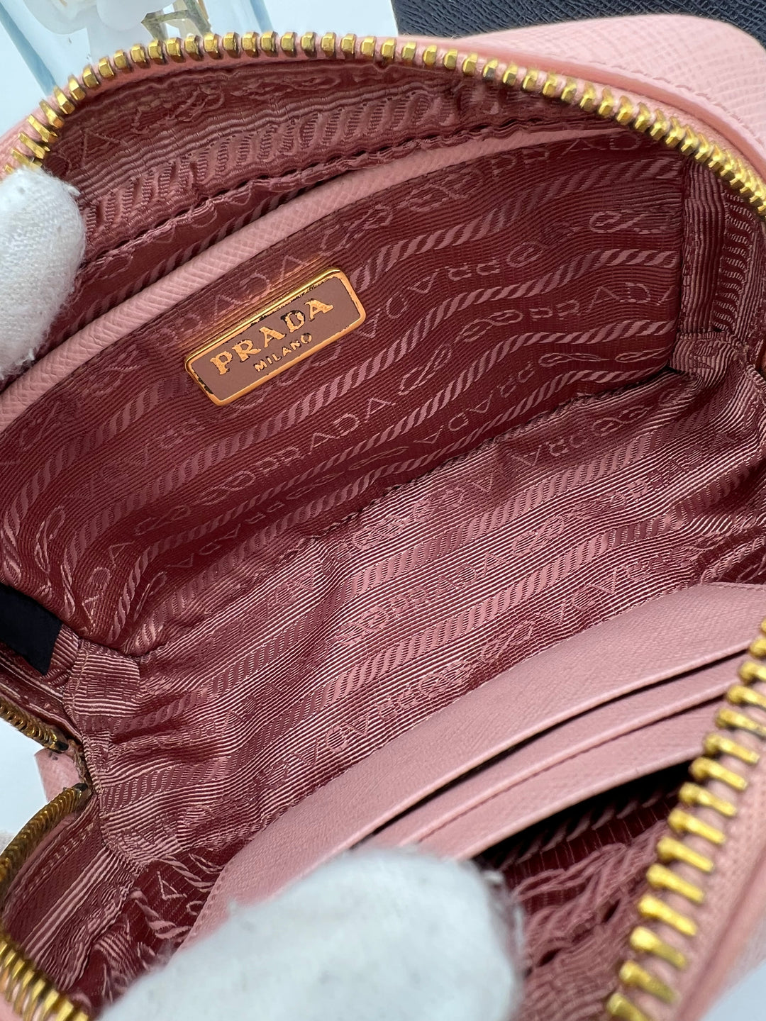 PRADA MINI RIBBON CAMERA BAG SAFFIANO PINK