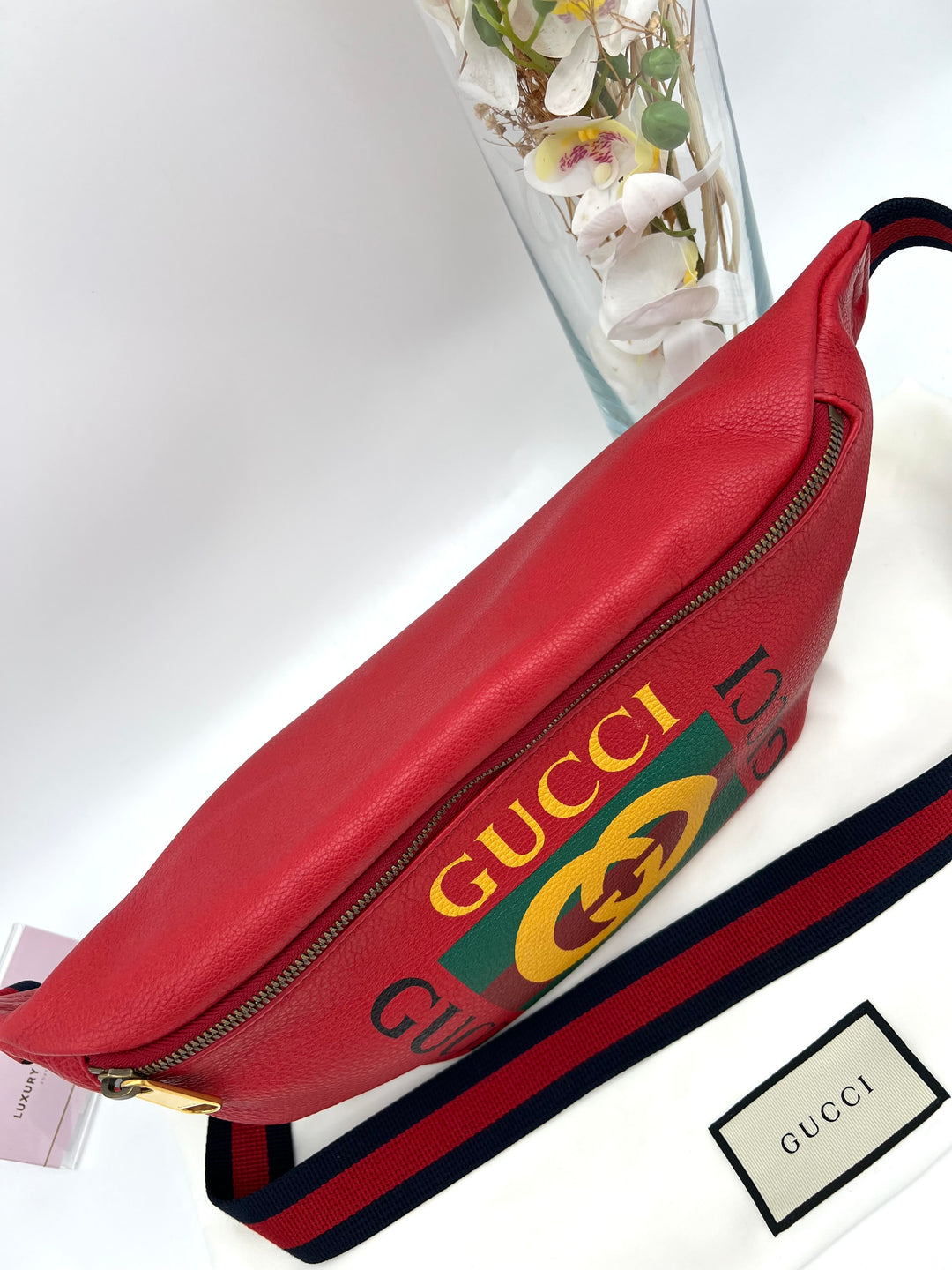 GUCCI RED LEATHER RETRO BELT BAG