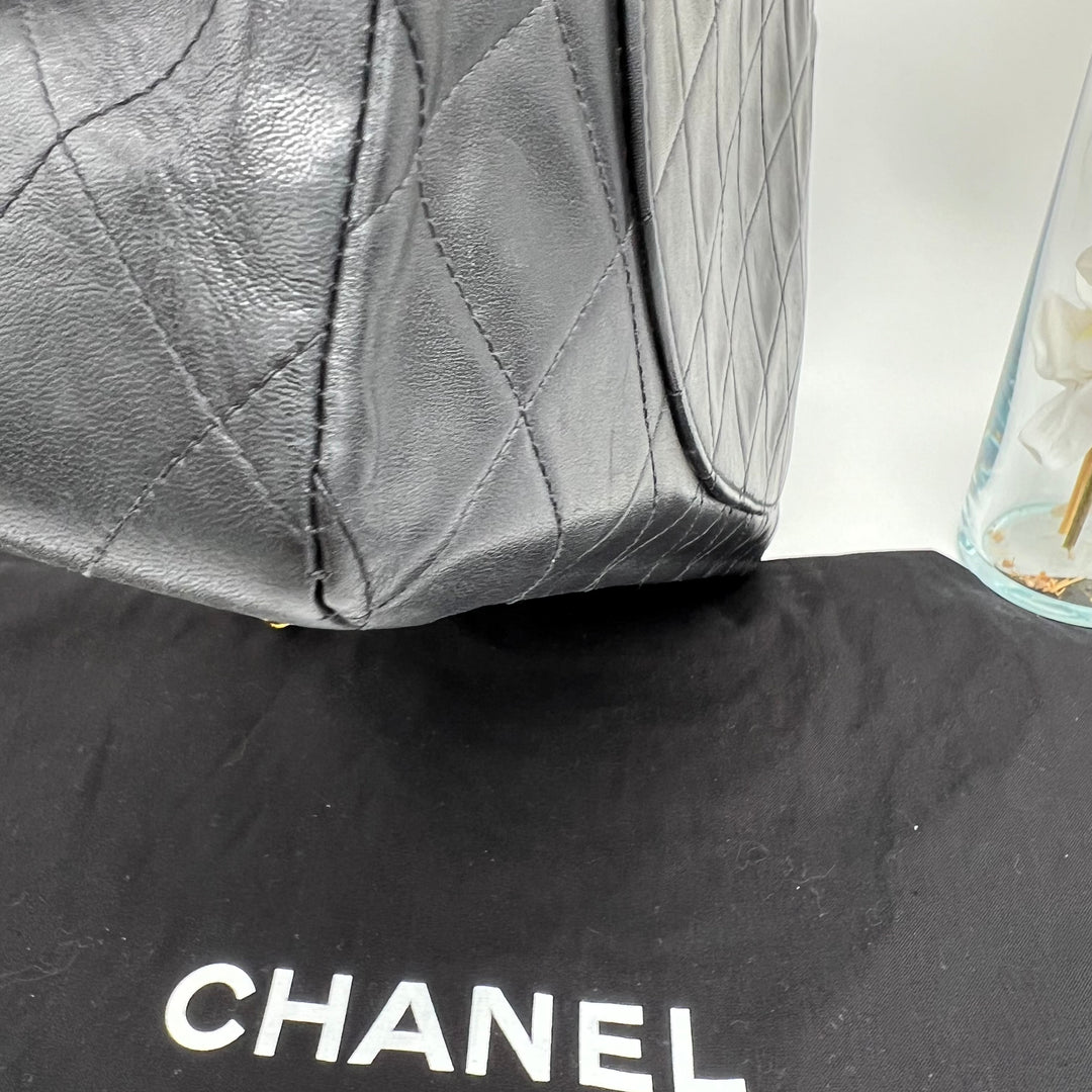 CHANEL LAMBSKIN DOUBLE FLAP MAXI