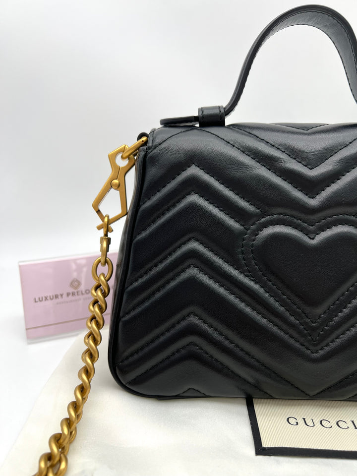 GUCCI MARMONT QUILTED TOP HANDLE GHW SHOULDER BAG