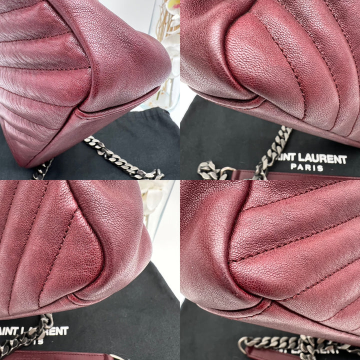 YVES SAINT LAURENT COLLEGE CHEVRON QUILTED BAG GHW
