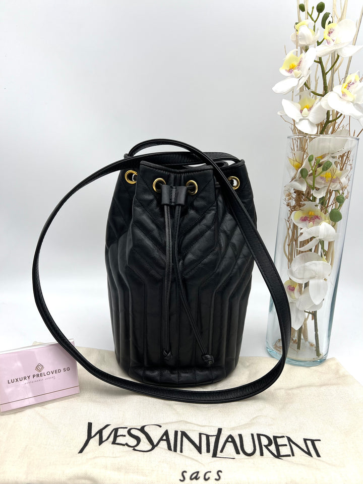 YVES SAINT QUILTED BUCKET SHOULDER BAG