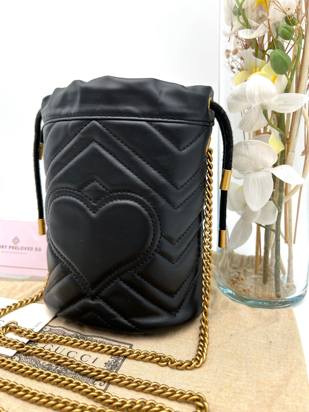 GUCCI MARMONT QUILTED GHW BUCKET BAG
