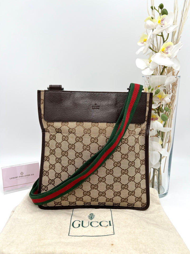 GUCCI VINTAGE OPHIDIA SLING BAG CANVAS