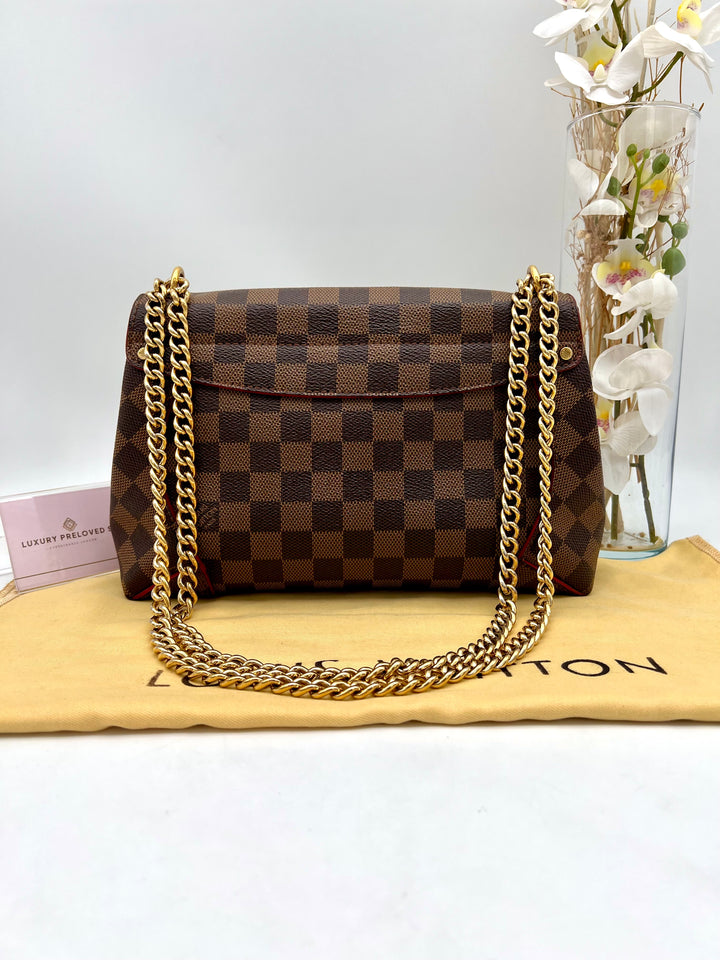 LOUIS VUITTON DAMIER EBENE CAISSA CLUTCH CHERRY