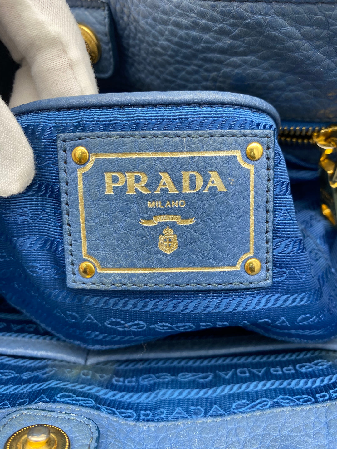 PRADA BLUE LEATHER DAINO 2 WAY BAG