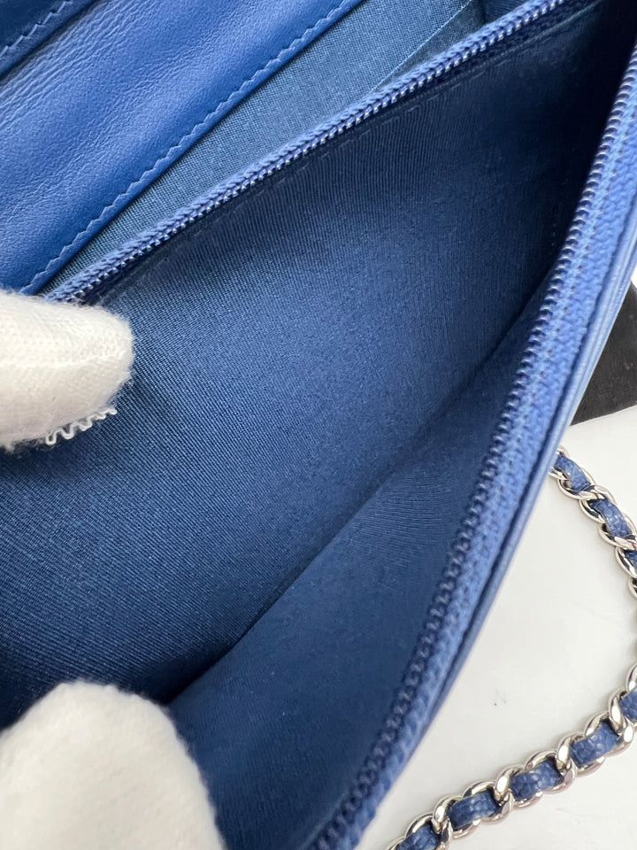 CHANEL CHEVRON CALFSKIN BOY WALLET ON CHAIN